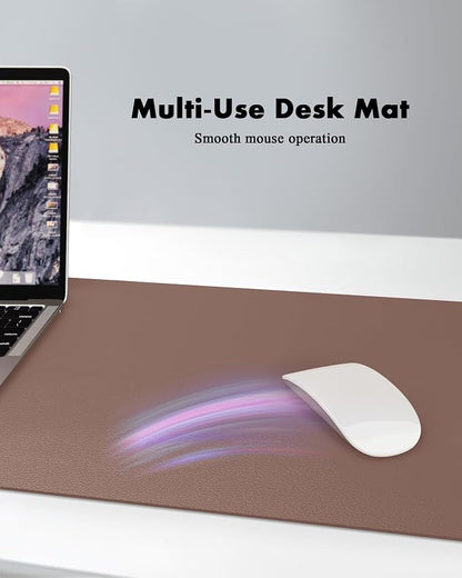 YSAGi Double-Sided Desk Pad, 31.5"x15.7"Leather Desk Mat, Eco Cork Desk Pad Protector,Large Mouse Pad,Waterproof Desk Blotter for Office/Home(Chocolate)