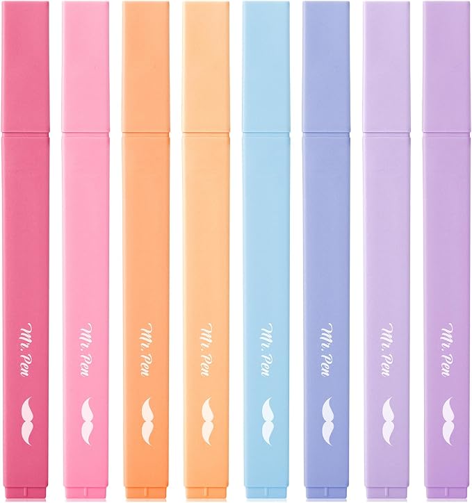 Mr. Pen- Aesthetic Highlighters No Bleed, 8 Pack, Assorted Colors | Chisel Tip, Cute Highlighters Assorted Colors for Journaling, Highlighting, Underlining, Fast Dry, Back to School Supplies