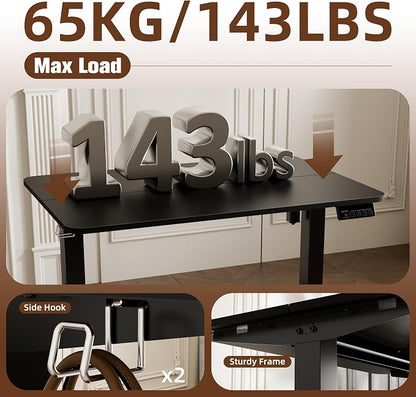 ERGOMAKER 35" Electric Standing Desk, Height Adjustable, Sit Stand Up Desk for Home Office & Computer Workstations, Memory Controller, Black