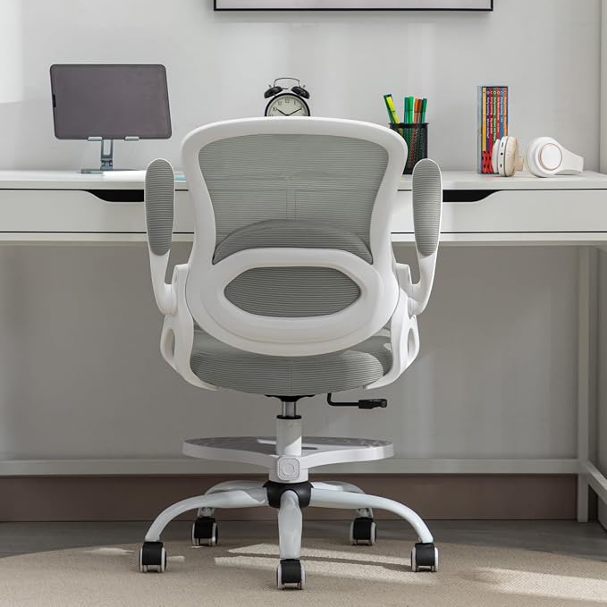 Kids Desk Chair,Ergonomic Study Chair with Adjustable Height,Swivel Mesh Desk Chair with Wheels,Home Office Chair for Children in Home Bedroom Grey