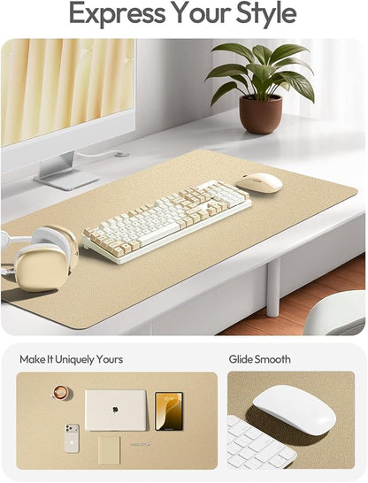 YSAGi Leather Desk Pad Protector, Office Desk Mat, Large Mouse Pad, Non-Slip PU Leather Desk Blotter, Laptop Desk Pad, Waterproof Desk Writing Pad for Office and Home (Gold,47" x 17")