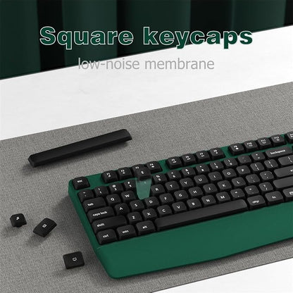 Wireless Keyboard and Mouse Combo, Ergonomic Keyboard with Wrist Rest, 2.4Ghz Wireless Connection, Compatible with PC/Laptop/Windows/Mac for Home and Office Use (Black Green)