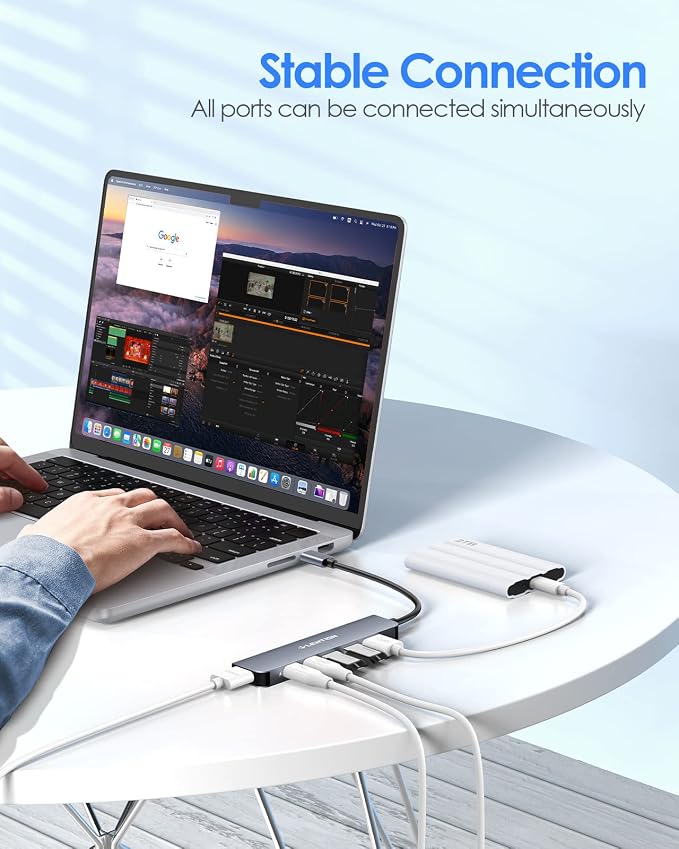 LENTION 6-in-1 USB C Hub, 4K@60Hz HDMI, 100W PD, 3 USB 3.0, USB-C Data | Ideal for Work & Study, Stable Driver 3.0 Adapter, Compatible with macOS, iOS/iPadOS, Windows & ChromeOS (CE35p, Space Gray)