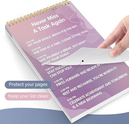 GOLDPEI To Do List Notepad - Daily Planner Notepad Undated 52 Sheets Tear Off, 6.5" x 9.8" Checklist Productivity Organizer with Hourly Schedule for Tasks
