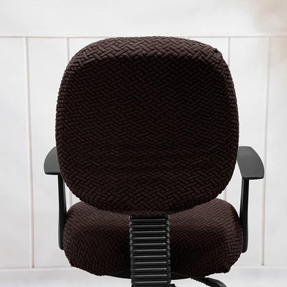 MIFXIN Computer Office Chair Cover Stretch Elastic Slipcover 2 Piece Stretchy Jacquard Washable Computer Chair Covers Furniture Protector for Office Home, NO Chair Only Covers (Coffee)