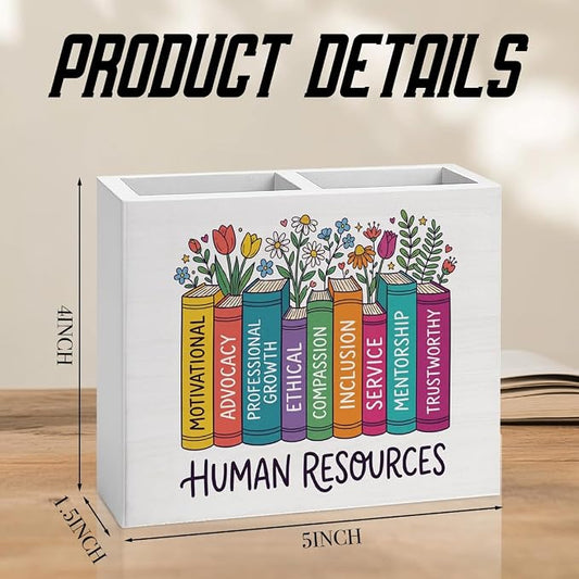 Human Resources Office Decor HR Office Decoration Human Resources Modern Floral Design Gifts for Women Wooden Pencil Holder, Law School Students Graduation Gifts Desk Decor