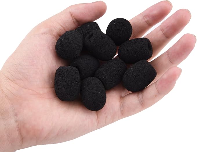 Sunmns 10 Pack Mini Small Size Lapel Headset Microphone Windscreen Foam Cover, Black