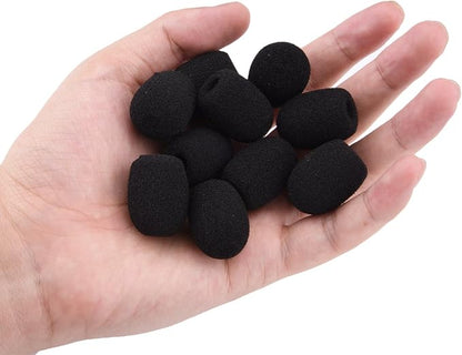 Sunmns 10 Pack Mini Small Size Lapel Headset Microphone Windscreen Foam Cover, Black