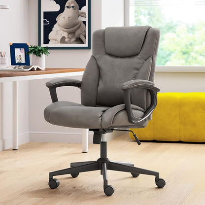 Serta Connor Executive Office Chair, Ergonomic Computer Chair with Layered Body Pillows, Contoured Lumbar, Adjustable Seat Height, Bonded Leather, Gray
