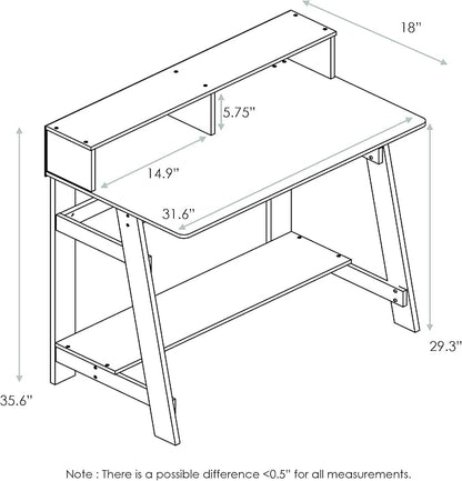 Furinno Simplistic A Frame Computer Desk, 17.9"D x 31.6"W x 35.5"H, Columbia Walnut