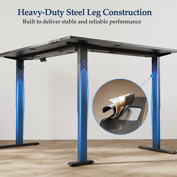 Klicelor L Shaped Standing Desk 59 x 48 Inch, Electric Height Adjustable Corner Desk for Home Office Workstation, Ergonomic Sit Stand Computer Table with Memory Controller, Black