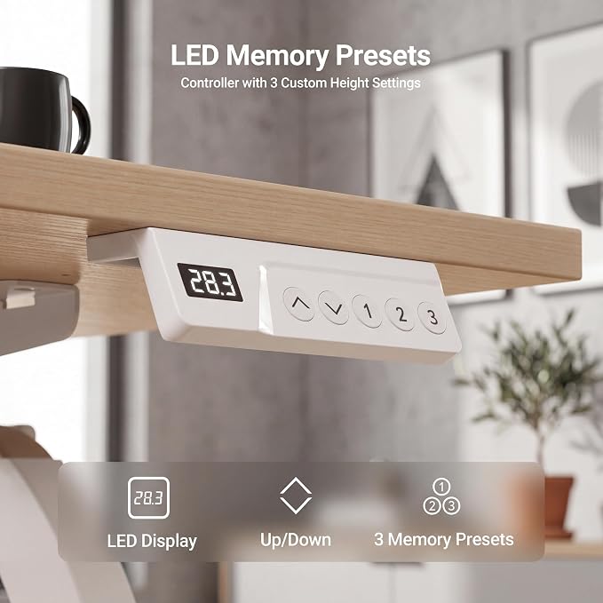 Claiks Electric Standing Desk 40x24 Inches, Adjustable Height Motorized Sit Stand Desk with 3 Memory Presets&Cable Management, Space-Optimized Computer Workstation for Home Office&Bedroom, Nature