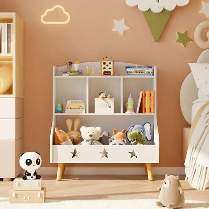 Adompacat Wide Horizontal Bookcase, 3-Tier Cube Organizer Bookshelf for Toddlers, Mini Open Storage Bookshelve, Low Toy Shelf for Bedroom, Living Room, Nursery and Classroom(White)