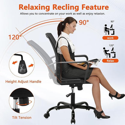 CLATINA Ergonomic Rolling Mesh Desk Chair with Executive Lumbar Support and Adjustable Swivel Design for Home Office Computer Black 20 Pack