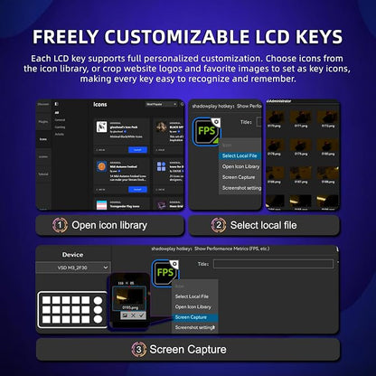 ActionRing Stream controller deck for PC Work and Live streamers,Macro Pad for video and image editing,World's First-Ever Transparent Magnetic Stream Dock(Black)