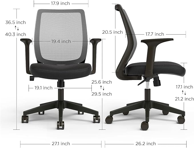 Staples Ergonomic Task Chair, Mesh, Ergonomic, Adjustable Height, Swivel