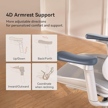 SIHOO Doro C300 Ergonomic Office Chair with Ultra Soft 3D Armrests, Dynamic Lumbar Support for Home Office Chair, Adjustable Backrest Desk Chair, Swivel Big and Tall Computer Chair 2 Packs (Grey)