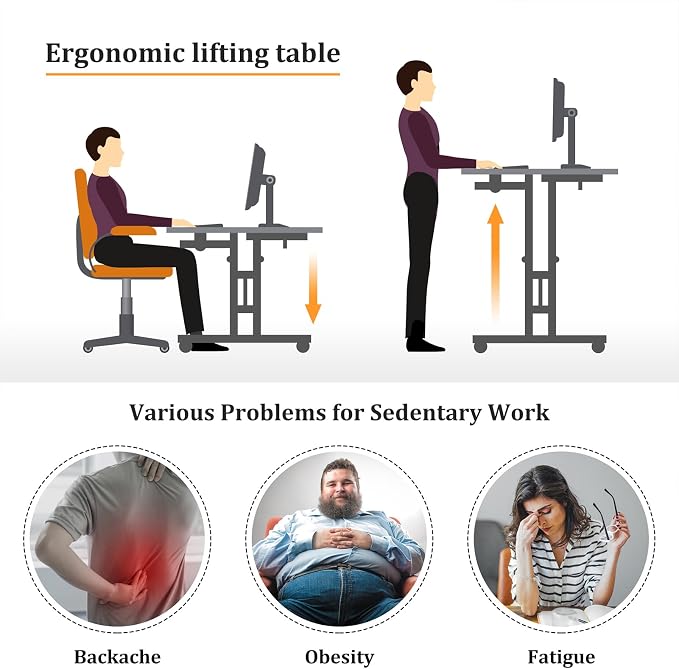 Enayplon Small Standing Desk with Wheels, Mobile Stand Up Desk, Portable Standing Table on Wheels for Walking Pad, Rolling Computer Desk Adjustable Height, Tall Table