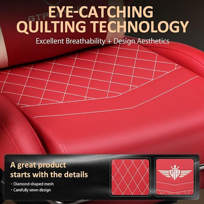 GTPLAYER Gaming Chair with Footrest, Big and Tall Game Chair High Back Computer Office Chair with Lumbar Support for Adults, Ergonomic Swivel Games Chair with Cushion Gaming, Leather Red