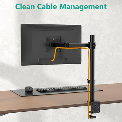 WALI Single Monitor Mount, Single Monitor Arm Desk Mount, Up to 32 inch Ultrawide, Regular Screens up to 27 inches, 22lbs, Adjustable Mount with C-CLAMP for Home Office Application(M001), Black