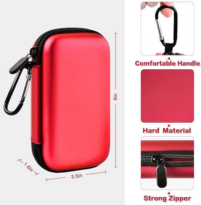 Case Compatible with Samsung T7/ T7 Touch Portable SSD 1TB 2TB 500GB USB 3.2 External Solid State Drive, Travel Carrying Storage Organizer Fits for USB Cables and More Accessories (Red)