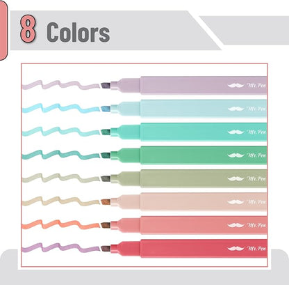 Mr. Pen- Aesthetic Highlighters No Bleed, 8 Pack, Vintage Colors | Chisel Tip, Cute Highlighters Assorted Colors for Journaling, Highlighting, Underlining, Fast Dry, Back to School Supplies