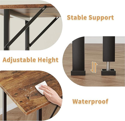ALISENED L Shaped Computer Desk with 2 Shelves Bookshelf, Modern Corner Computer Desk with Storage, Office Desk Study Table Writing Desk for Home Office