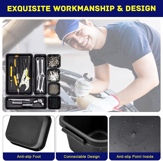 Tool Box Organizer, Tool Drawer Organizer Tray Divider, Toolbox Organization, Garage Tool Organizers and Storage, Tool Box Accessories for Rolling Tool Chest Cabinet (47PCS)