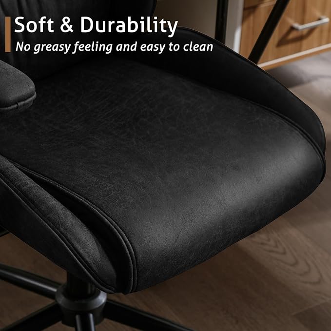 High Back Office Desk Chair,Ergonomic Reclining Office Chair,Modern Swivel Computer Chair,Conference Room Chairs,Black Leather Chair with Lumbar Support,330lbs