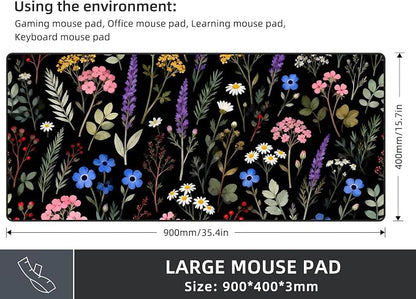 Rinaze Large Gaming Mouse Pad, Extended Mousepad with Superior Micro-Weave Cloth, Comfortable Desk Mat for Gamer, Office and Home 900x400 mm
