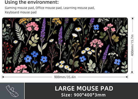 Rinaze Large Gaming Mouse Pad, Extended Mousepad with Superior Micro-Weave Cloth, Comfortable Desk Mat for Gamer, Office and Home 900x400 mm