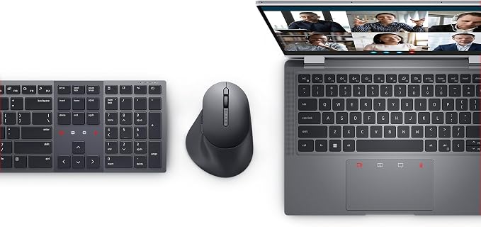 Dell KM900 Premier Collaboration Keyboard and Mouse - Zoom Touch Controls, Backlight Keyboard, Bluetooth 5.1, Radio Frequency 2.4GHz - Black