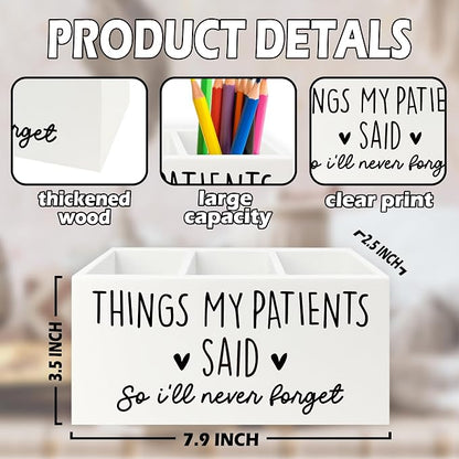 Funny Nurse Gifts Pen Pencil Holder Organizer for Desk, Nurse Office Decor, Nursing Week Gifts, Things My Patients Said Wooden Box Sign for Office Workplace Desk Tabletop Decorations