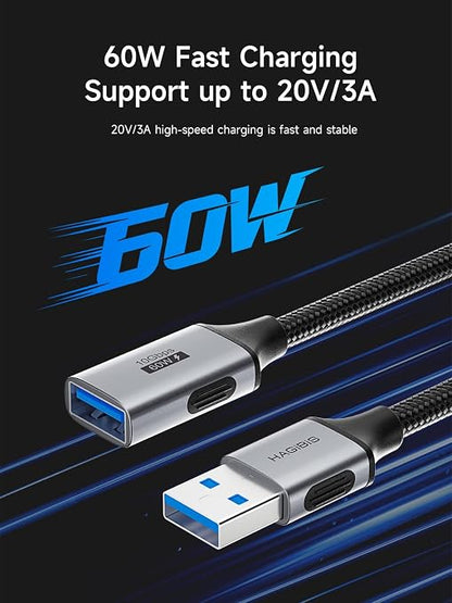 Hagibis USB Extension Cable, USB Extender, Braided 10Gbps USB 3.2 Type A Male to Female Cord Compatible with Webcam, Keyboard, Mouse, PlayStation, Xbox, Flash Drive, Printer, Camera (1.6FT)