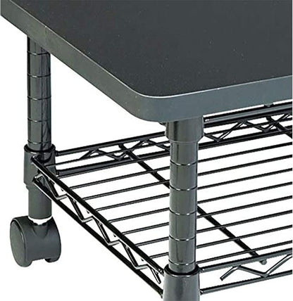 Safco Onyx Rolling Cart Printer Stand, Under-Desk Mobile Utility Table for Home Office with Steel Shelf, Black