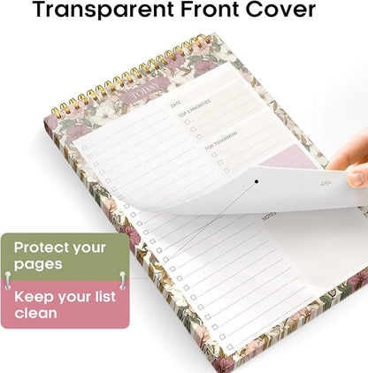 Taja To Do List Notepad - To Do List Notebook for Work with 52 Sheets, 9.8" x 6.5", Undated Daily Planner Perfect for Daily Tasks and Goal Setting, Notepad Suitable for Office, Home & School - Mauve Muse