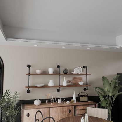 HDDFER Floating Shelves Wall Bookshelf Industrial Pipe Shelving Shelves Real Wood Planks 70 inch Rustic Wall Shelves Hanging Bookshelves Farmhouse Kitchen Bar Shelving
