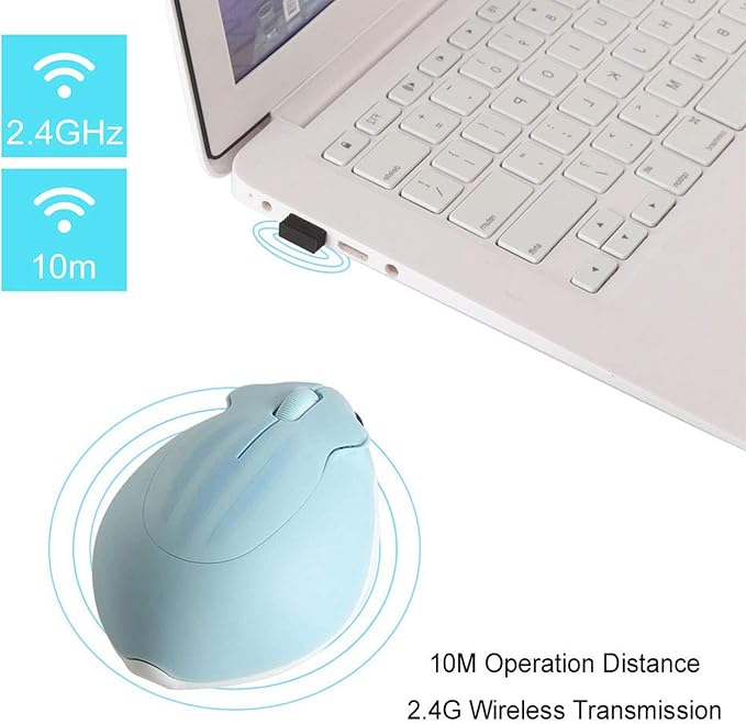 CHUYI Hamster Wireless Silent Mouse 1200DPI Cute Animal Small Cordless Portable Mice for Travel Home School Library Computer Laptop PC for Kids Gift (Light Blue)