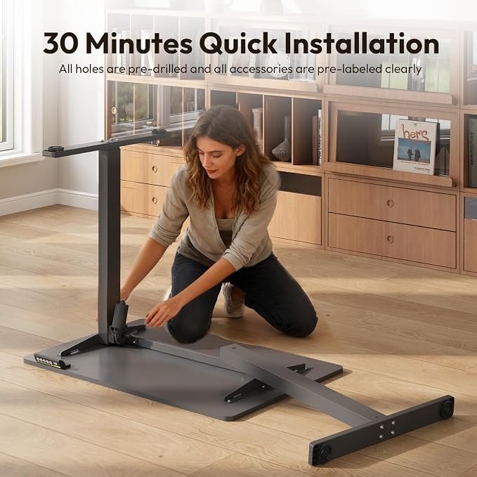 Electric Standing Desk,35x24 Inches Adjustable Height Stand up Desk, Sit Stand Home Office Desk with Splice Board, 3 Preset Heights,Equipped with Hooks,Ergonomic Computer Desk Workstation，Black