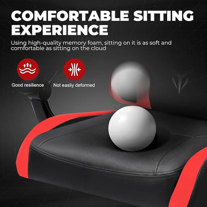 GTPLAYER Gaming Chair for Adults, Big and Tall 300LBS Heavy Duty Office Chair, Ergonomic High Back Lumbar Support and Wide Comfy Cushion with Linkage Armrests for Home Office, Red