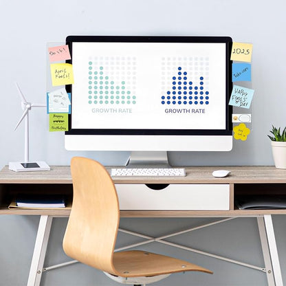 DOLLAR BOSS 2 Pcs 11" x 3.1" Transparent Acrylic Monitor Memo Board | Monitor Side Panel, Computer Screen Note Holder, Office Desk Accessories, Message Board for Sticky Notes, Fits PC & Laptop