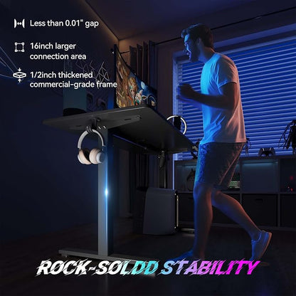 Electric Standing Desk,40x24 Inches Adjustable Height Stand up Desk, Sit Stand Home Office Desk with Splice Board, 3 Preset Heights,Equipped with Hooks,Ergonomic Computer Desk Workstation，Black