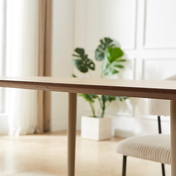 HIPIHOM Modern 47.2" Dining Table Set for 4 with Leather U-Shaped Chairs, Wood Table with Cat Scratch-Resistant Surface, Ideal for Kitchen & Dining Room
