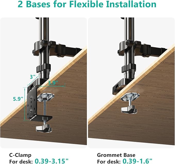 WALI Triple Arm Laptop and Dual Monitor Desk Mount for 17" Notebook and Up to 32" Screens, Adjustable Monitor Arms with Tilt Swivel Rotation, VESA 75x75 100x100, Black (GSDM003LP)