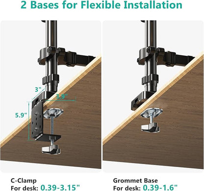 WALI Triple Arm Laptop and Dual Monitor Desk Mount for 17" Notebook and Up to 32" Screens, Adjustable Monitor Arms with Tilt Swivel Rotation, VESA 75x75 100x100, Black (GSDM003LP)