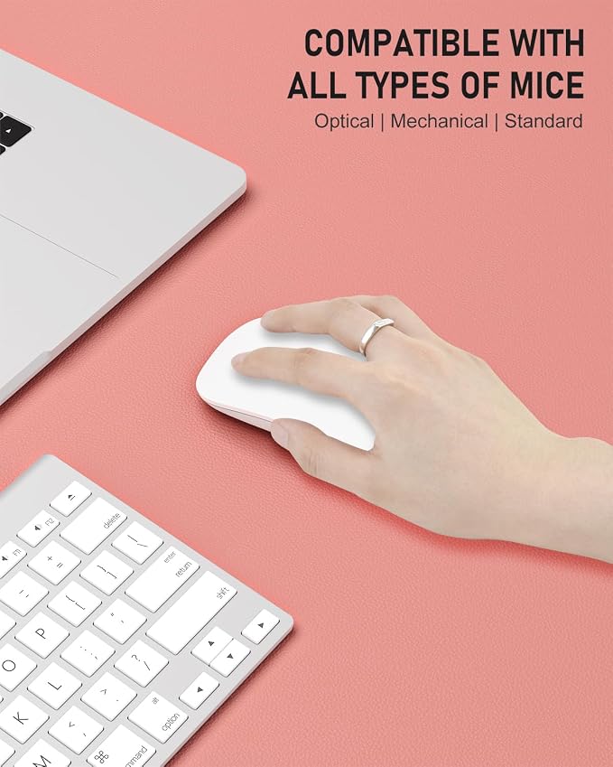 Desk Pad, 23.6" x 13.8" PU Leather Non-Slip Desk Mat Large Mouse Pad for Desktop, Waterproof Laptop Computer Writing Mat for Office, Home, Work, Gaming, Flower Pink