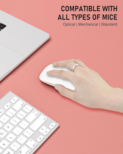 Desk Pad, 35.5" x 17" PU Leather Non-Slip Desk Mat Large Mouse Pad for Desktop, Waterproof Laptop Computer Writing Mat for Office, Home, Work, Gaming, Flower Pink