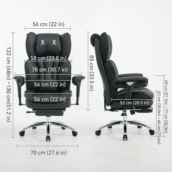 Efomao Big & Tall Desk Chair, Wide Executive Office Chair with Footrest Black