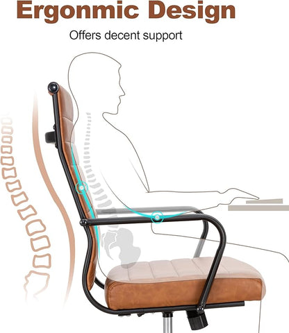 Okeysen Office Desk Chair Conference Room Chairs Modern Ergonomic Executive Swivel Chair Adjustable Height PU Leather Home Desk Chair with Armrests Comfy Computer Task Chairs with Wheels (Brown)
