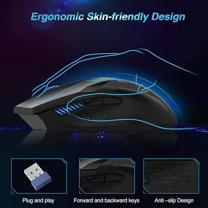 TECKNET Wireless Mouse-USB Ergonomic Optical Cordless Mouse with 8 Buttons,12-Month Battery Life,4800 DPI Optical Tracking,High-Precision 5 Adjustable DPI for PC/Mac/Laptop